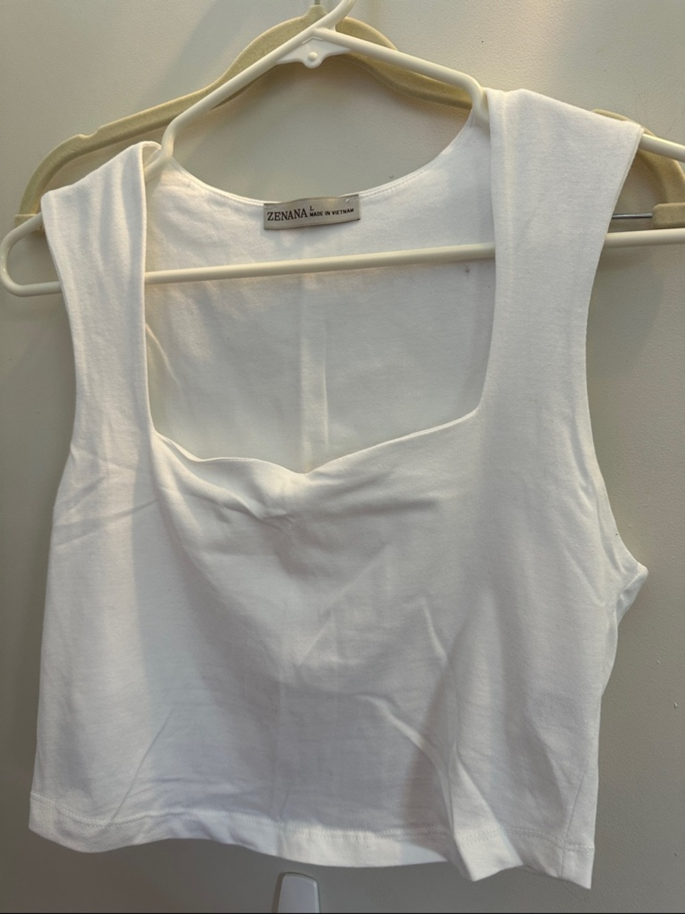 Zenana Outfitters White Square Neck Tank